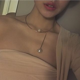 Mimishi Faux Pearl Collar Necklace mimishi kopen in de aanbieding