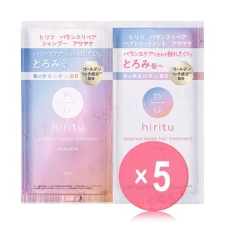 Hiritu - Balance Repair Shampoo & Hair Treatment Asayake Sachet Set 5pcs Bundle Set 10ml + 10g x 5 pcs