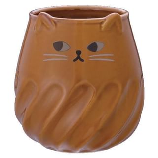 Cat Yunomi Japanese Tea Cup Brown 1 pc