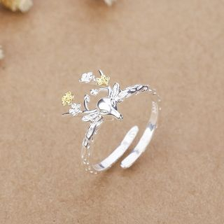 Gaya 925 Sterling Silver Floral Deer Open Ring One Size gaya kopen in de aanbieding