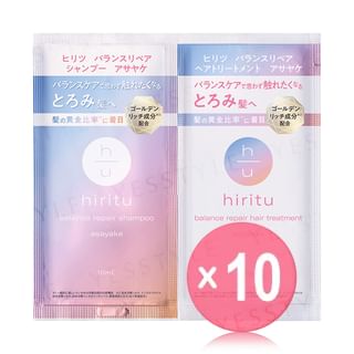Hiritu - Balance Repair Shampoo & Hair Treatment Asayake Sachet Set 10pcs Bundle Set 10ml + 10g x 10 pcs