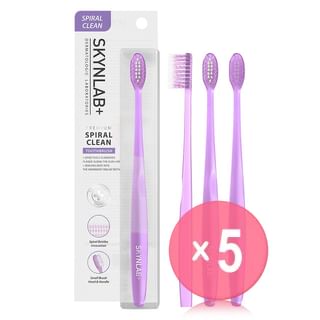 Skynlab - Premium Spiral Clean Toothbrush Purple 5pcs Bundle Set 1 pc x 5 pcs