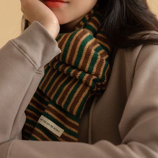 Stripe Knit Muffler Scarf