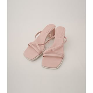 Cross-Strap Block-Heel Mule Sandals
