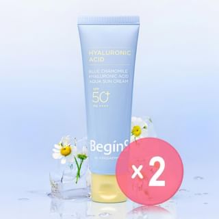 JUNG SAEM MOOL - BeginS Blue Chamomile Hyaluronic Acid Aqua Sun Cream 2pcs Bundle Set 50ml x 2 pcs