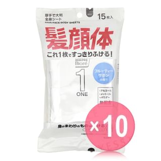Kao - Men's Biore Hair & Face & Body One Sheet 10pcs Bundle Set 15 pcs x 10 pcs