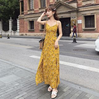 Yuxi Spaghetti Strap Maxi Floral A Line Sundress yuxi kopen in de aanbieding