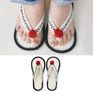 Onigiri Rice Ball Cotton Woven Flip-Flops White 1 pair