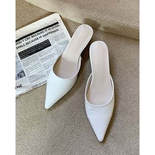 Pointy-Toe Kitten-Heel Mules