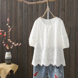 Embroidered White Shirt White - One Size