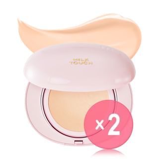 Milk Touch - All-day Skin Fit Milky Glow Cushion Set - 3 Colors 2pcs Bundle Set #02 Vanilla Ivory x 2 pcs