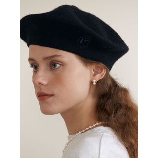 Wool Blend Beret (Black) Black - One Size