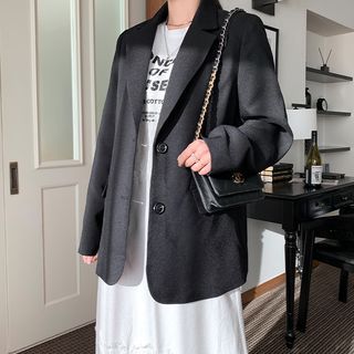 Flap-Pocket Single-Breasted Blazer