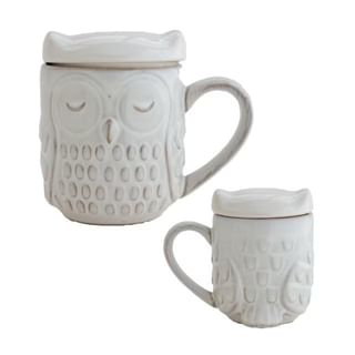 Forest Owl Drinking Mug with Lid Brown 1 pc