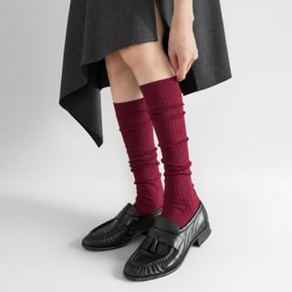 Plain Knit Long Socks