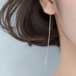 A Roch 925 Sterling Silver Cat Eye Stone Threader Earrings 1 Pair Through One Size a roch kopen in de aanbieding A Roch 925 Sterling Silver Cat Eye Stone Threader Earrings 1 Pair Through One Size a roch kopen in de aanbieding