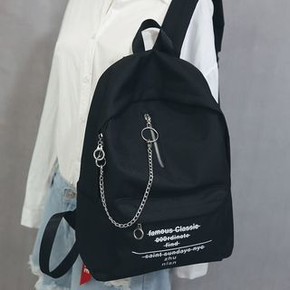 Little Days Chain Detail Lettering Canvas Backpack little days kopen in de aanbieding Little Days Chain Detail Lettering Canvas Backpack little days kopen in de aanbieding