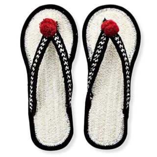 Onigiri Rice Ball Cotton Woven Flip-Flops Black 1 pair