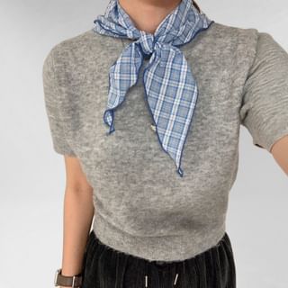 Preppy Style Checkered Silk Scarf