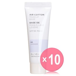 THE FACE SHOP - Air Cotton Makeup Base SPF30 PA++ (2 Colors) 10pcs Bundle Set #02 Lavender x 10 pcs