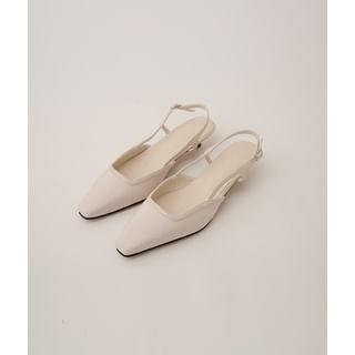 Kitten-Heel Slingback Mules