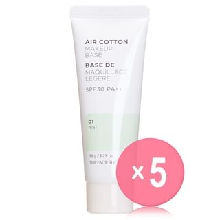 THE FACE SHOP - Air Cotton Makeup Base SPF30 PA++ (2 Colors) 5pcs Bundle Set #01 Mint x 5 pcs