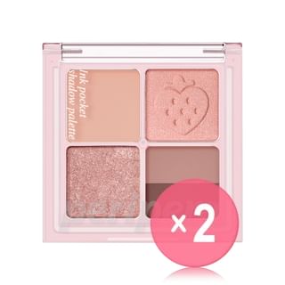 peripera - Ink Pocket Shadow Palette Soft Berry Edition - 2 Types 2pcs Bundle Set #08 Strawberry In Mute x 2 pcs