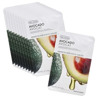 THE FACE SHOP - Real Nature Face Mask Bundle Set - 15 Types Avocado - 10 pcs
