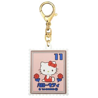 Sanrio Hello Kitty Rubber Bag Charm (Retro Stamp Series) H10.5×W4.5×D0.7cm