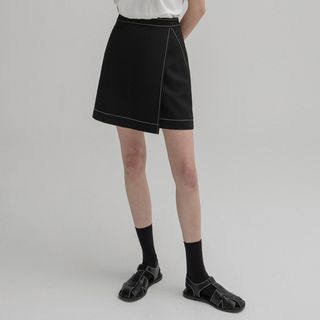 Wrap-Front Stitched Miniskirt