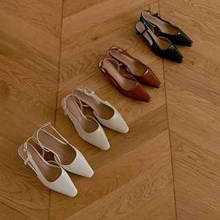 Pointy Slingback Kitten-Heel Pumps