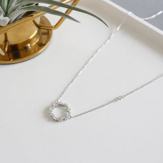 Phoenoa 925 Sterling Silver Rhinestone Hoop Pendant Necklace Platinum One Size phoenoa kopen in de aanbieding Phoenoa 925 Sterling Silver Rhinestone Hoop Pendant Necklace Platinum One Size phoenoa kopen in de aanbieding