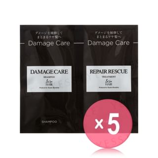 &be - Hair Damage Care Shampoo & Hair Repair Rescue Treatment Sachet Set 5pcs Bundle Set 10ml + 10g x 5 pcs