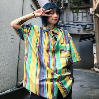 Mello Couple Matching Striped Shirt mello kopen in de aanbieding