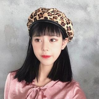 Frome Leopard Print Beret Hat frome kopen in de aanbieding