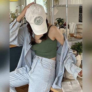 Sleeveless Open-Back Ribbed Crop Top