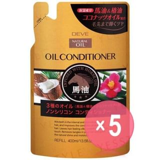 KUMANO COSME - Deve 3 Natural Oil Oil Conditioner Refill 5pcs Bundle Set Horse / Camellia / Coconut Oil - 400ml x 5 pcs