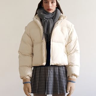 Detachable-Sleeve Puffer Jacket (Ivory) Ivory - One Size
