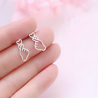 Zatanna 925 Sterling Silver Heart Gesture Earrings zatanna kopen in de aanbieding