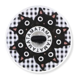 Tama-Face Series Cat Print Button Hair Tie Gingham Black 1 pc