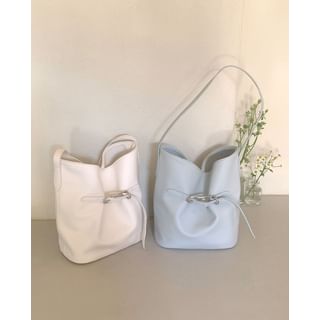Belted Pleather Bucket Bag
