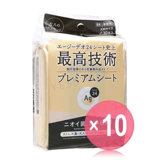 Shiseido - Ag Deo 24 Premium Deodorant Body Sheet Jumbo 10pcs Bundle Set 30 pcs x 10 pcs