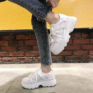 Shanhoo Buckled Platform Sneakers shanhoo kopen in de aanbieding Shanhoo Buckled Platform Sneakers shanhoo kopen in de aanbieding