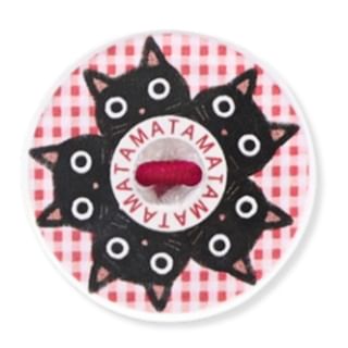 Tama-Face Series Cat Print Button Hair Tie Gingham Red 1 pc