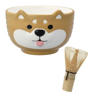 Green Tea Matcha Bowl & Whisk Set Dog Shiba Inu 1 pc