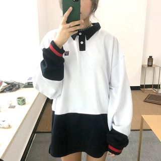 Linsi Color Block Long Sleeve Polo Shirt linsi kopen in de aanbieding