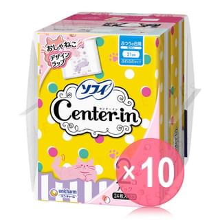 Unicharm - Center-In Feminine Pads Without Wings 21cm 10pcs Bundle Set 24 pcs x 2 x 10 pcs