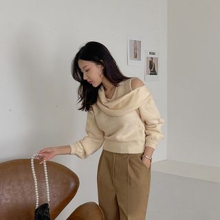 Drape-Front Cutout Knit Top
