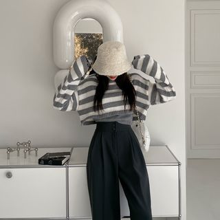 Knit Set: Stripe Crop Sweater + Strappy Top