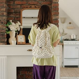 Polka-Dot Fabric Backpack
